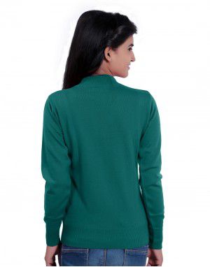 Womens T Neck Basic Sweater Green